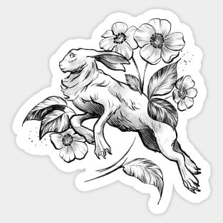 rabbit and flovers Sticker